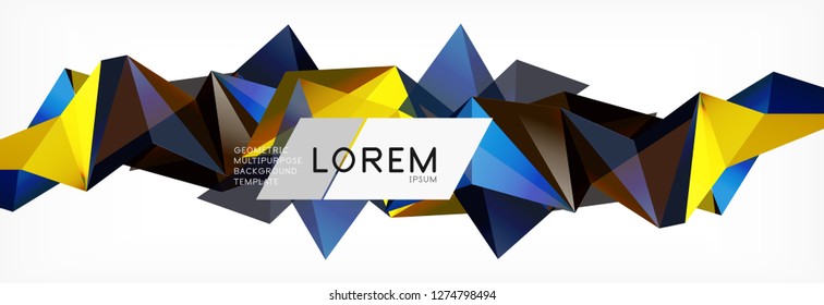Estilo de arte poligonal triangular 3d. Diseño geométrico futuro. Geometría vectorial, decoración futurista.