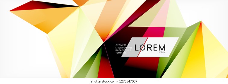 Estilo de arte poligonal triangular 3d. Futuro design geométrico. Decoração futurista de geometria vetorial.