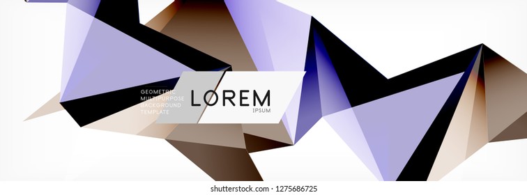 Triangle 3d polygonal art style. Future geometric design. Vector geometry futuristic decoration.