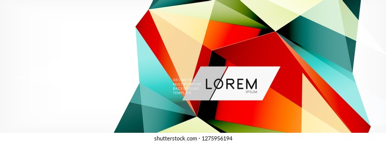 Triangle 3d polygonal art style. Future geometric design. Vector geometry futuristic decoration.