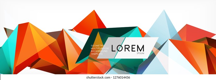 Triangle 3d polygonal art style. Future geometric design. Vector geometry futuristic decoration.