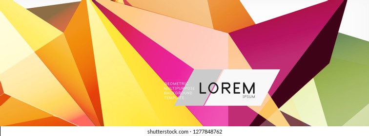 Estilo de arte poligonal triangular 3d. Diseño geométrico futuro. Geometría vectorial, decoración futurista.