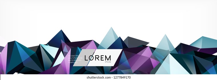 Estilo de arte poligonal triangular 3d. Diseño geométrico futuro. Geometría vectorial, decoración futurista.