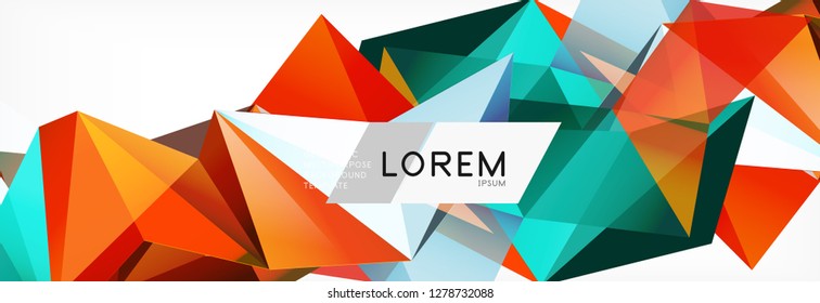 Estilo de arte poligonal triangular 3d. Diseño geométrico futuro. Geometría vectorial, decoración futurista.