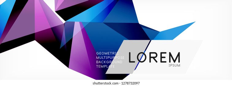 Estilo de arte poligonal triangular 3d. Diseño geométrico futuro. Geometría vectorial, decoración futurista.