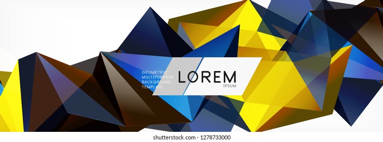 Estilo de arte poligonal triangular 3d. Futuro design geométrico. Decoração futurista de geometria vetorial.