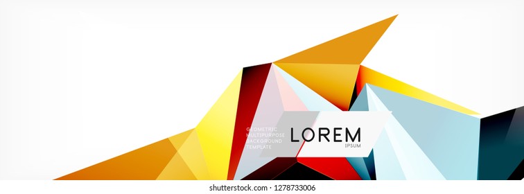 Estilo de arte poligonal triangular 3d. Futuro design geométrico. Decoração futurista de geometria vetorial.