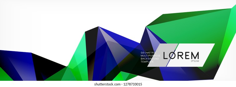 Triangle 3d polygonal art style. Future geometric design. Vector geometry futuristic decoration.