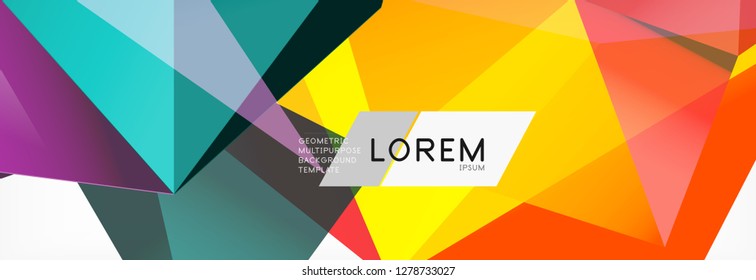 Triangle 3d polygonal art style. Future geometric design. Vector geometry futuristic decoration.