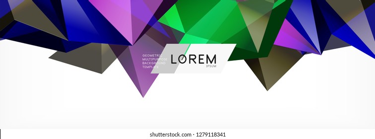 Estilo de arte poligonal triangular 3d. Diseño geométrico futuro. Geometría vectorial, decoración futurista.