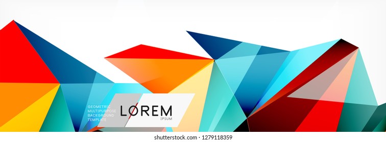 Triangle 3d polygonal art style. Future geometric design. Vector geometry futuristic decoration.