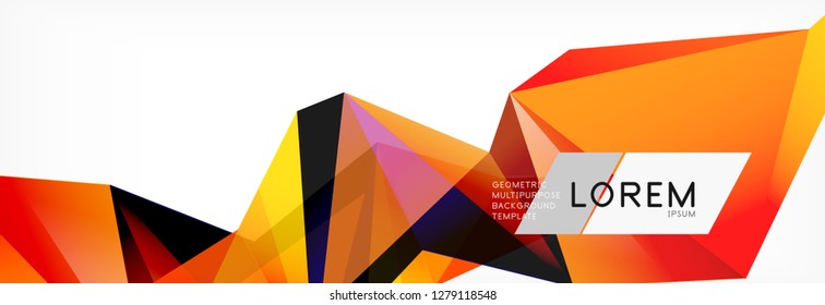 Estilo de arte poligonal triangular 3d. Diseño geométrico futuro. Geometría vectorial, decoración futurista.