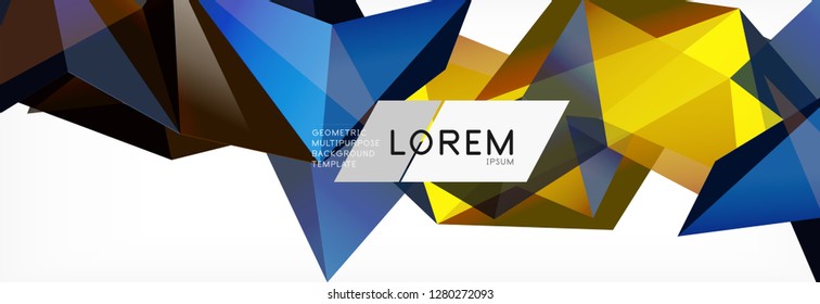 Triangle 3d polygonal art style. Future geometric design. Vector geometry futuristic decoration.