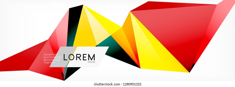 Estilo de arte poligonal triangular 3d. Diseño geométrico futuro. Geometría vectorial, decoración futurista.