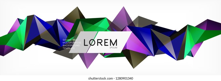 Estilo de arte poligonal triangular 3d. Diseño geométrico futuro. Geometría vectorial, decoración futurista.