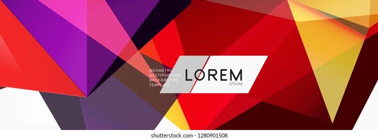 Triangle 3d polygonal art style. Future geometric design. Vector geometry futuristic decoration.