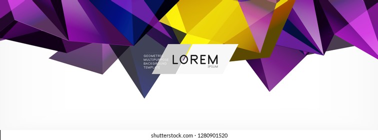 Triangle 3d polygonal art style. Future geometric design. Vector geometry futuristic decoration.