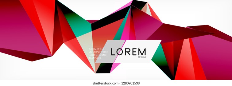 Triangle 3d polygonal art style. Future geometric design. Vector geometry futuristic decoration.