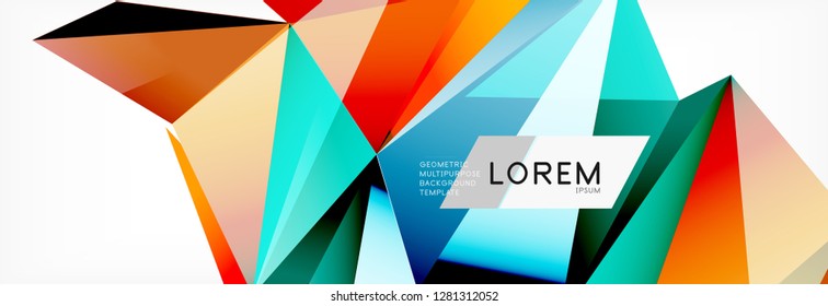 Estilo de arte poligonal triangular 3d. Diseño geométrico futuro. Geometría vectorial, decoración futurista.