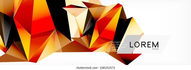 Estilo de arte poligonal triangular 3d. Diseño geométrico futuro. Geometría vectorial, decoración futurista.