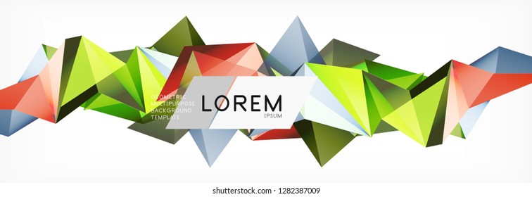 Triangle 3d polygonal art style. Future geometric design. Vector geometry futuristic decoration.