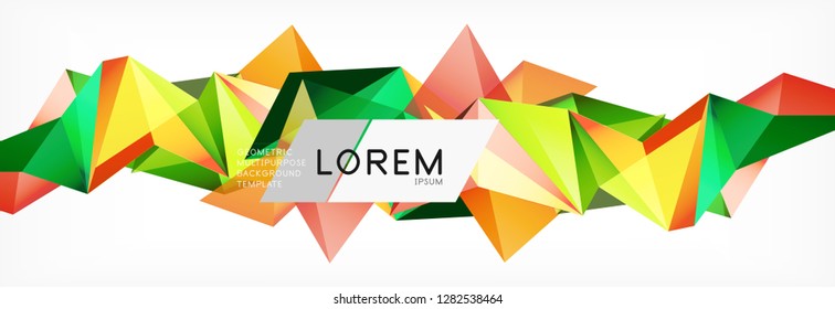 Triangle 3d polygonal art style. Future geometric design. Vector geometry futuristic decoration.