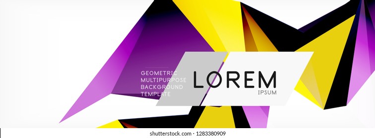Triangle 3d polygonal art style. Future geometric design. Vector geometry futuristic decoration.