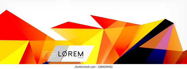 Triangle 3d polygonal art style. Future geometric design. Vector geometry futuristic decoration.