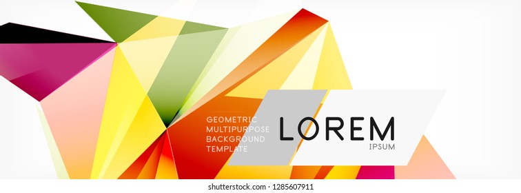 Triangle 3d polygonal art style. Future geometric design. Vector geometry futuristic decoration.