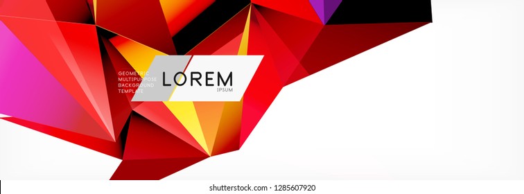 Triangle 3d polygonal art style. Future geometric design. Vector geometry futuristic decoration.