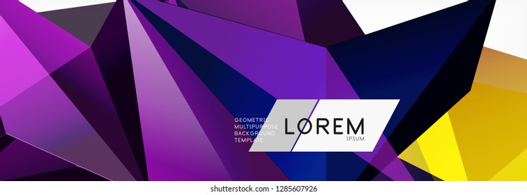 Triangle 3d polygonal art style. Future geometric design. Vector geometry futuristic decoration.