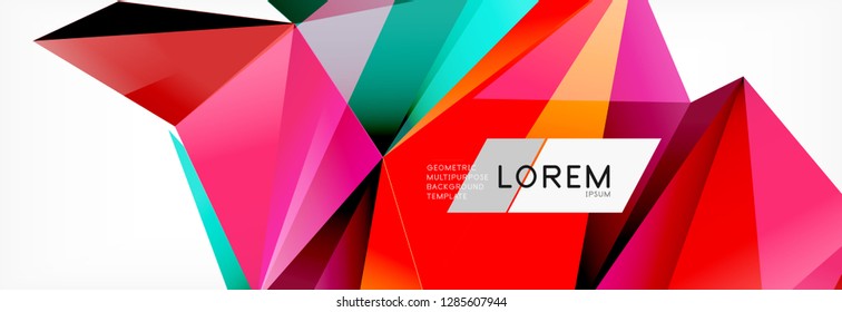 Triangle 3d polygonal art style. Future geometric design. Vector geometry futuristic decoration.