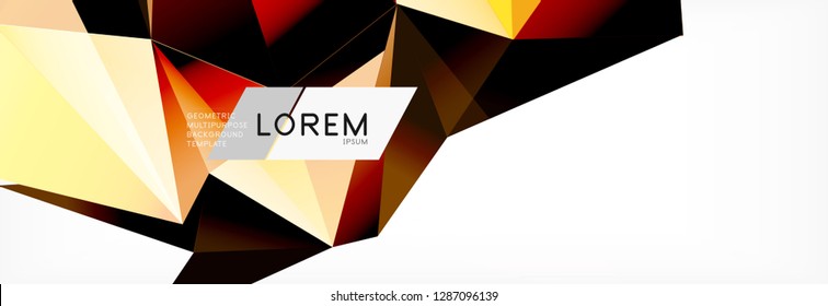 Triangle 3d polygonal art style. Future geometric design. Vector geometry futuristic decoration.