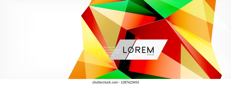 Estilo de arte poligonal triangular 3d. Diseño geométrico futuro. Geometría vectorial, decoración futurista.