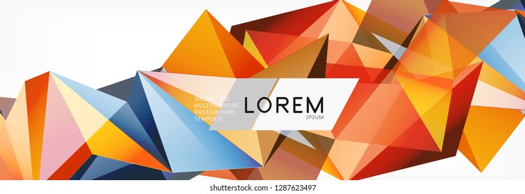 Estilo de arte poligonal triangular 3d. Diseño geométrico futuro. Geometría vectorial, decoración futurista.