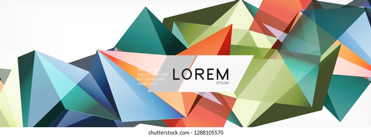 Triangle 3d polygonal art style. Future geometric design. Vector geometry futuristic decoration.