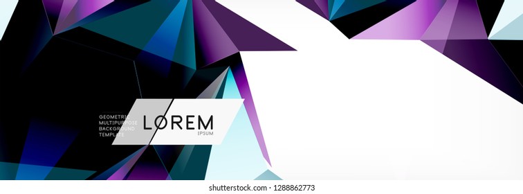 Triangle 3d polygonal art style. Future geometric design. Vector geometry futuristic decoration.