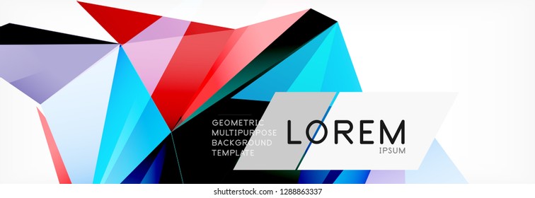 Triangle 3d polygonal art style. Future geometric design. Vector geometry futuristic decoration.