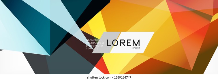 Triangle 3d polygonal art style. Future geometric design. Vector geometry futuristic decoration.