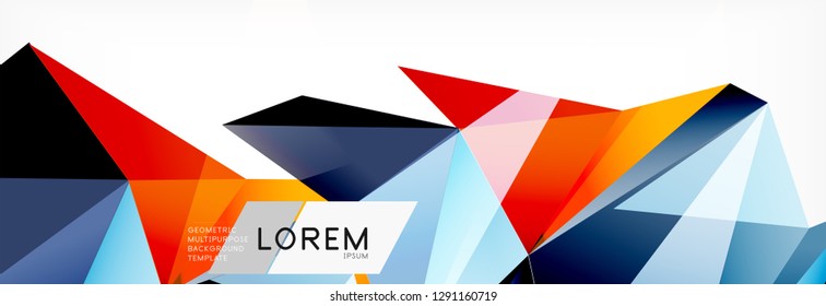 Triangle 3d polygonal art style. Future geometric design. Vector geometry futuristic decoration.