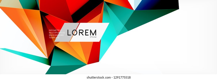Estilo de arte poligonal triangular 3d. Diseño geométrico futuro. Geometría vectorial, decoración futurista.