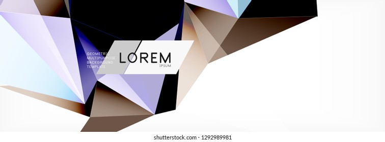 Estilo de arte poligonal triangular 3d. Diseño geométrico futuro. Geometría vectorial, decoración futurista.