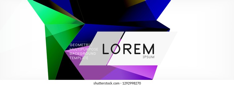 Triangle 3d polygonal art style. Future geometric design. Vector geometry futuristic decoration.