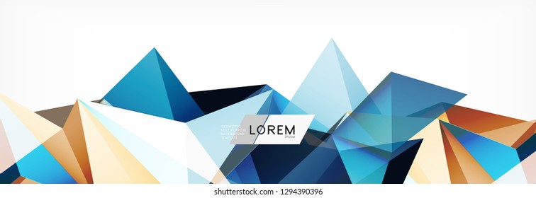 Triangle 3d polygonal art style. Future geometric design. Vector geometry futuristic decoration.
