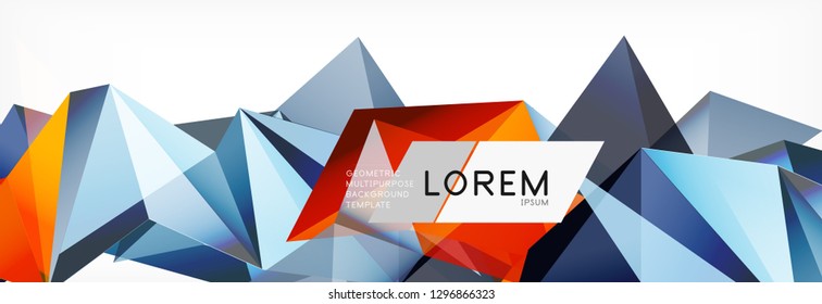 Estilo de arte poligonal triangular 3d. Diseño geométrico futuro. Geometría vectorial, decoración futurista.