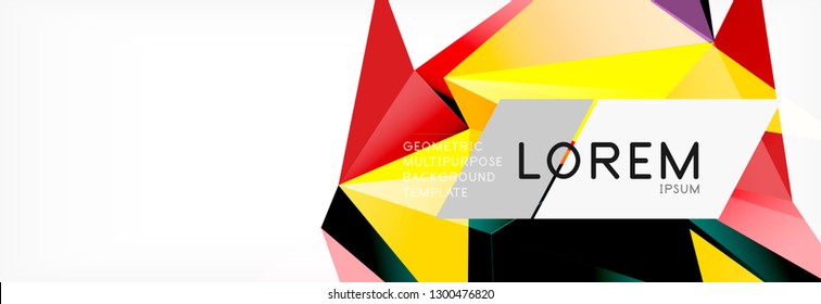 Triangle 3d polygonal art style. Future geometric design. Vector geometry futuristic decoration.