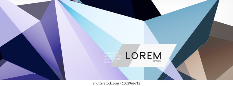 Triangle 3d polygonal art style. Future geometric design. Vector geometry futuristic decoration.
