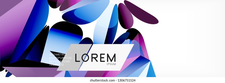 Estilo de arte poligonal triangular 3d. Futuro design geométrico. Decoração futurista de geometria vetorial.