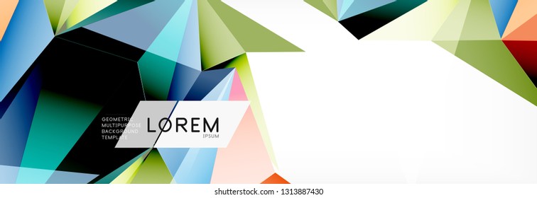 Triangle 3d polygonal art style. Future geometric design. Vector geometry futuristic decoration.