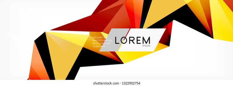 Triangle 3d polygonal art style. Future geometric design. Vector geometry futuristic decoration.